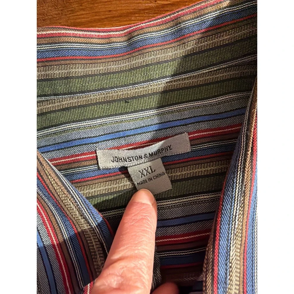 Johnston & Murphy Shirt‎ Men's XXL Multicolor Striped Long Sleeve Button Down